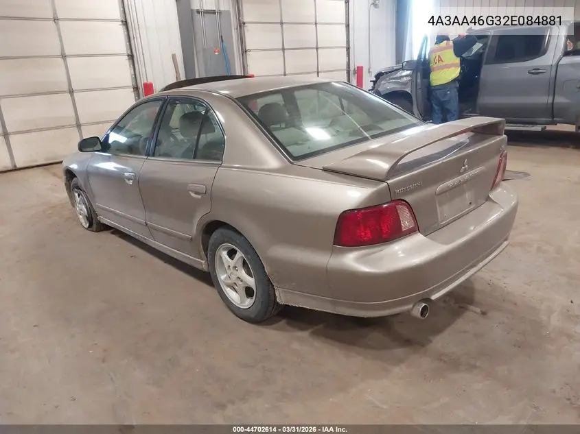 2002 Mitsubishi Galant Es/Ls VIN: 4A3AA46G32E084881 Lot: 44702614