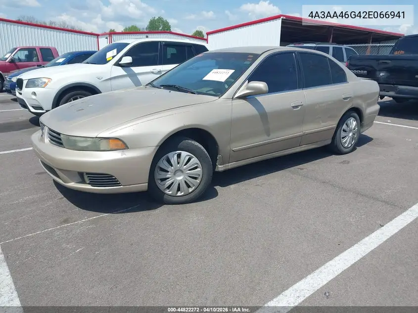 2002 Mitsubishi Galant Es/Ls VIN: 4A3AA46G42E066941 Lot: 44822272