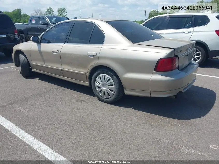 2002 Mitsubishi Galant Es/Ls VIN: 4A3AA46G42E066941 Lot: 44822272