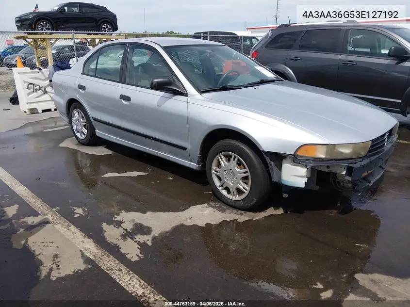 2003 Mitsubishi Galant De VIN: 4A3AA36G53E127192 Lot: 44763159