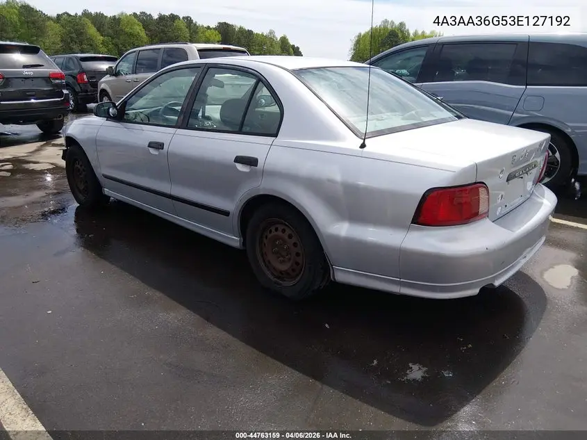 2003 Mitsubishi Galant De VIN: 4A3AA36G53E127192 Lot: 44763159