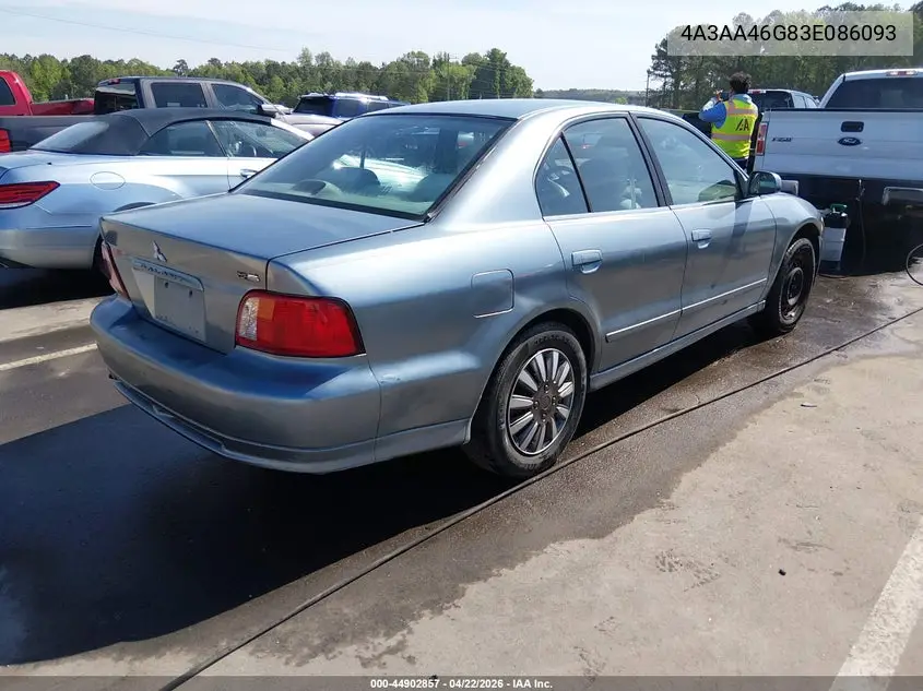 2003 Mitsubishi Galant Es/Ls VIN: 4A3AA46G83E086093 Lot: 44902857