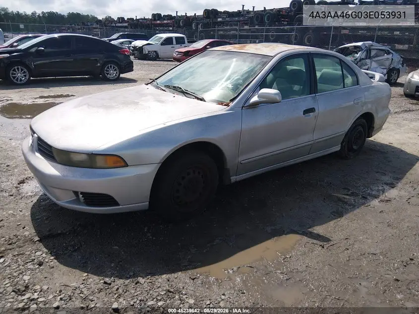 2003 Mitsubishi Galant Es/Ls VIN: 4A3AA46G03E053931 Lot: 45239642