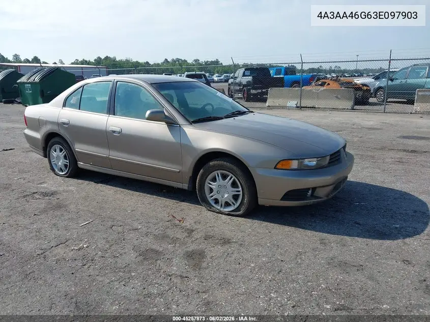 2003 Mitsubishi Galant Es/Ls VIN: 4A3AA46G63E097903 Lot: 45257873