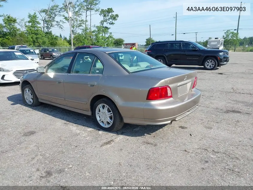 2003 Mitsubishi Galant Es/Ls VIN: 4A3AA46G63E097903 Lot: 45257873
