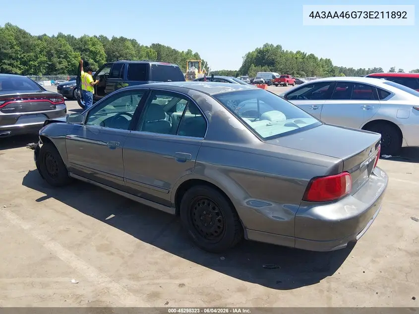 2003 Mitsubishi Galant Es/Ls VIN: 4A3AA46G73E211892 Lot: 45298323
