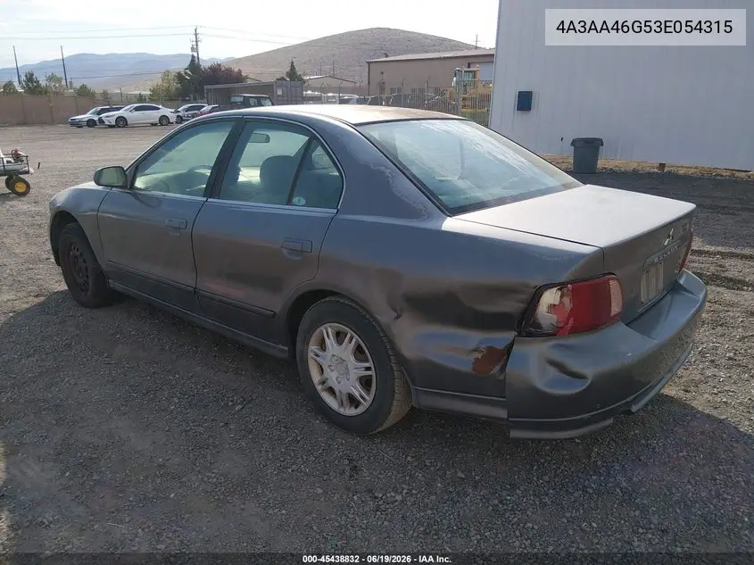 2003 Mitsubishi Galant Es/Ls VIN: 4A3AA46G53E054315 Lot: 45438832