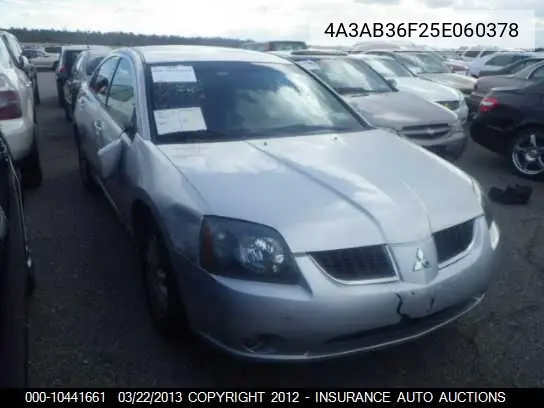 2005 Mitsubishi Galant Es/Ls Medium VIN: 4A3AB36F25E060378 Lot: 10441661
