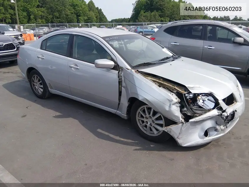 2005 Mitsubishi Galant Es/Se VIN: 4A3AB36F05E060203 Lot: 45327490