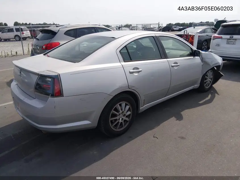 2005 Mitsubishi Galant Es/Se VIN: 4A3AB36F05E060203 Lot: 45327490