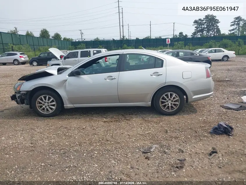 2005 Mitsubishi Galant Es/Se VIN: 4A3AB36F95E061947 Lot: 45592765