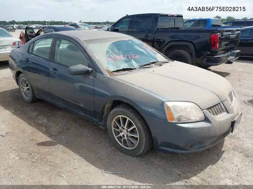 2005 Mitsubishi Galant Es/Se VIN: 4A3AB56F75E028215 Lot: 45647722