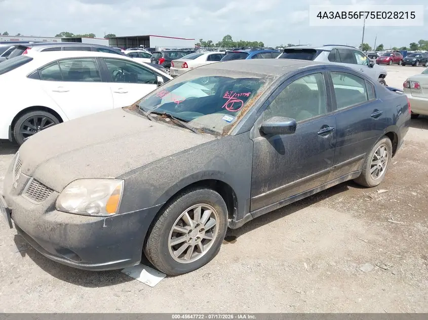 2005 Mitsubishi Galant Es/Se VIN: 4A3AB56F75E028215 Lot: 45647722