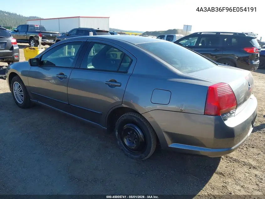 2006 Mitsubishi Galant Es/Se VIN: 4A3AB36F96E054191 Lot: 45005741