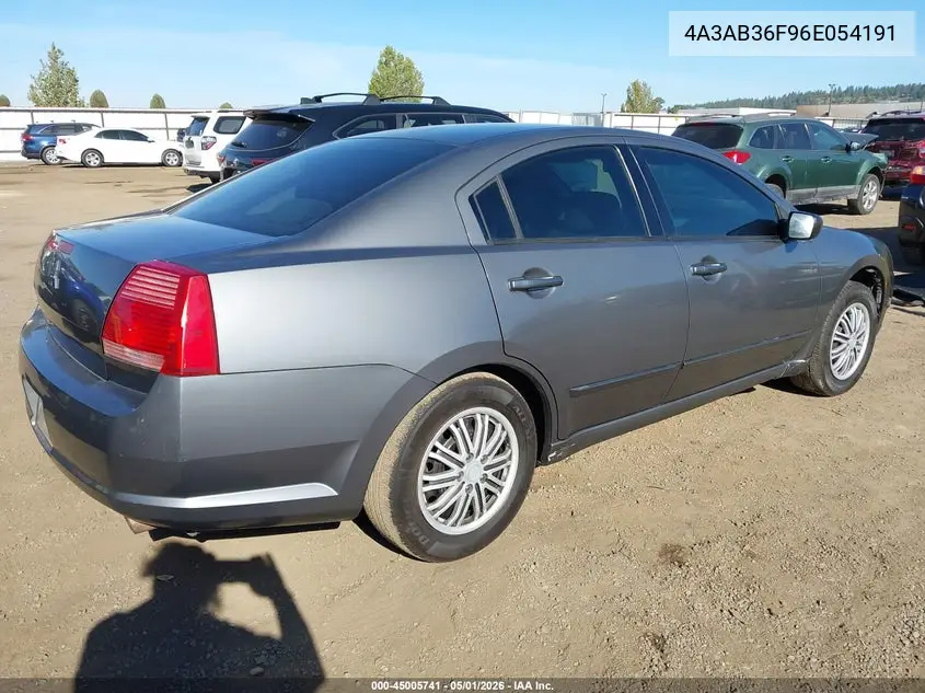 2006 Mitsubishi Galant Es/Se VIN: 4A3AB36F96E054191 Lot: 45005741
