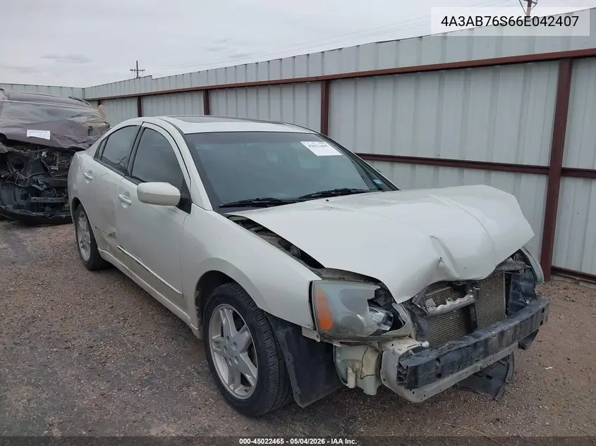 2006 Mitsubishi Galant Gts VIN: 4A3AB76S66E042407 Lot: 45022465
