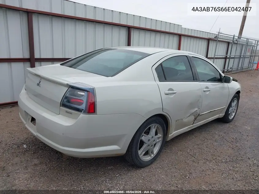 2006 Mitsubishi Galant Gts VIN: 4A3AB76S66E042407 Lot: 45022465