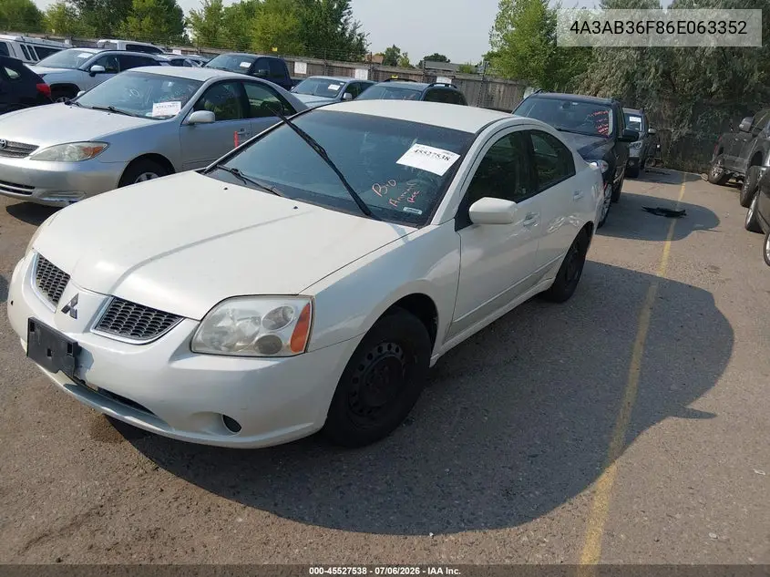 2006 Mitsubishi Galant Es/Se VIN: 4A3AB36F86E063352 Lot: 45527538