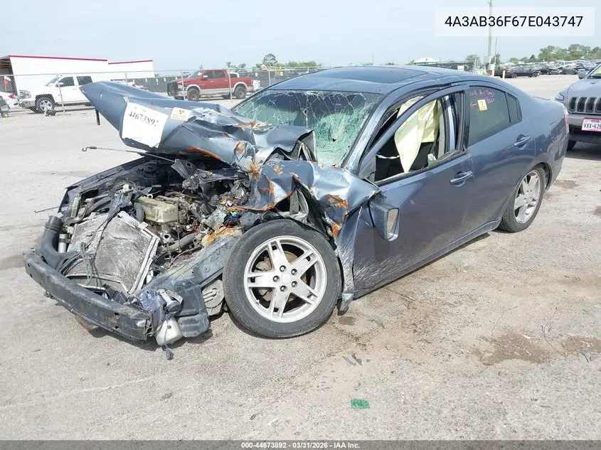 2007 Mitsubishi Galant Es/Se VIN: 4A3AB36F67E043747 Lot: 44673892
