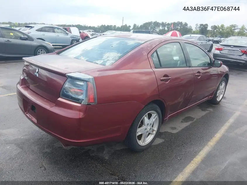 2007 Mitsubishi Galant Es/Se VIN: 4A3AB36F47E068744 Lot: 45171418