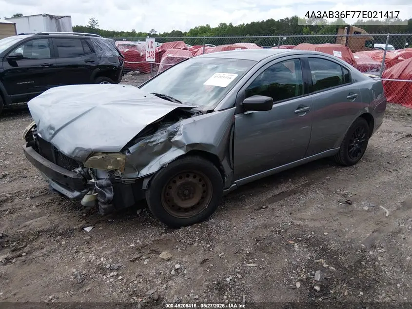2007 Mitsubishi Galant Es/Se VIN: 4A3AB36F77E021417 Lot: 45205416