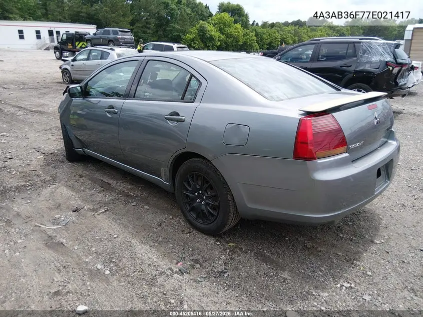 2007 Mitsubishi Galant Es/Se VIN: 4A3AB36F77E021417 Lot: 45205416