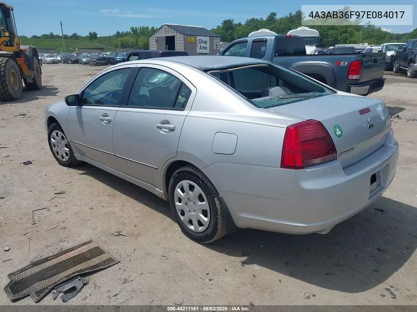 2007 Mitsubishi Galant Es/Se VIN: 4A3AB36F97E084017 Lot: 45211161