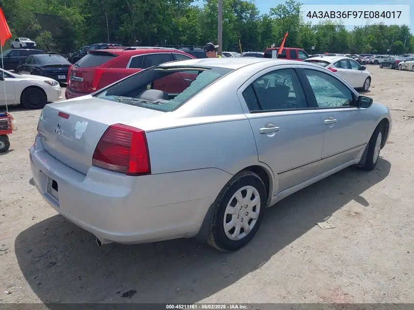 2007 Mitsubishi Galant Es/Se VIN: 4A3AB36F97E084017 Lot: 45211161