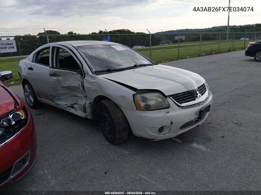 2007 Mitsubishi Galant De VIN: 4A3AB26FX7E034074 Lot: 45264247