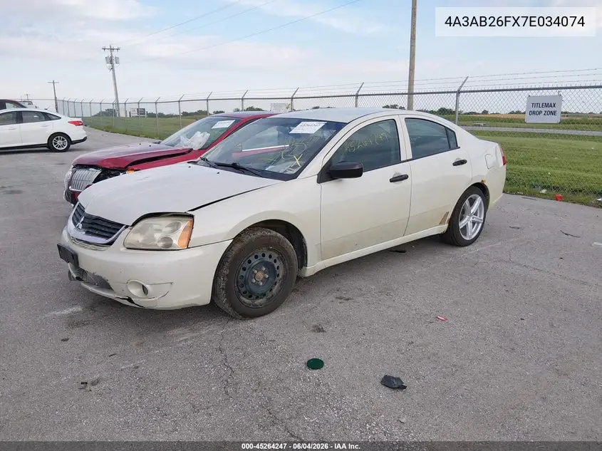 2007 Mitsubishi Galant De VIN: 4A3AB26FX7E034074 Lot: 45264247