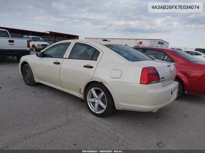 2007 Mitsubishi Galant De VIN: 4A3AB26FX7E034074 Lot: 45264247