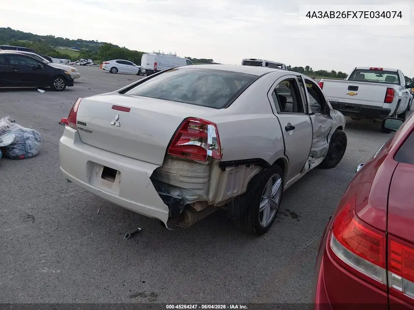 2007 Mitsubishi Galant De VIN: 4A3AB26FX7E034074 Lot: 45264247