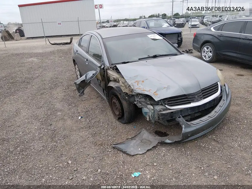 2008 Mitsubishi Galant Es VIN: 4A3AB36F08E033426 Lot: 44748615