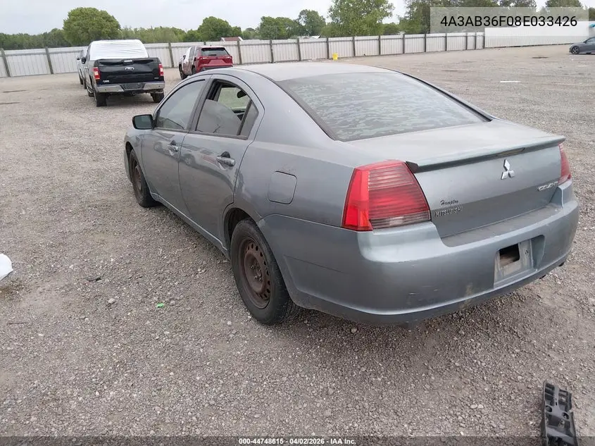 2008 Mitsubishi Galant Es VIN: 4A3AB36F08E033426 Lot: 44748615