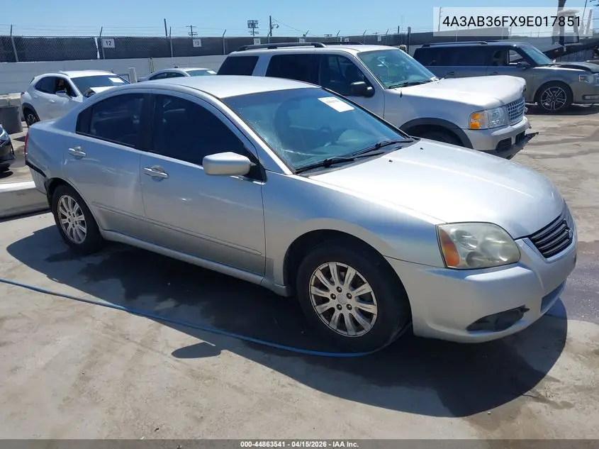 2009 Mitsubishi Galant Es/Sport Edition VIN: 4A3AB36FX9E017851 Lot: 44863541