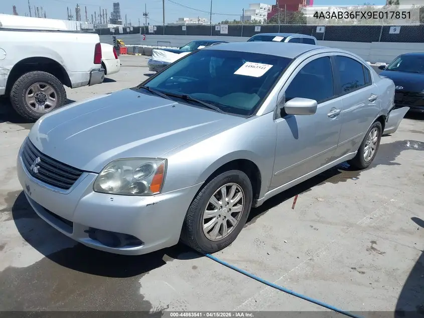 2009 Mitsubishi Galant Es/Sport Edition VIN: 4A3AB36FX9E017851 Lot: 44863541