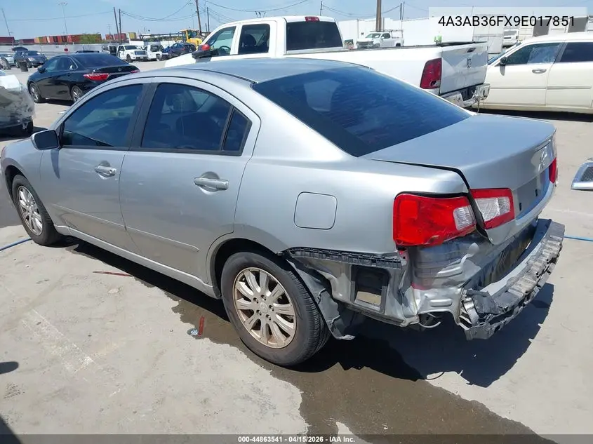 2009 Mitsubishi Galant Es/Sport Edition VIN: 4A3AB36FX9E017851 Lot: 44863541