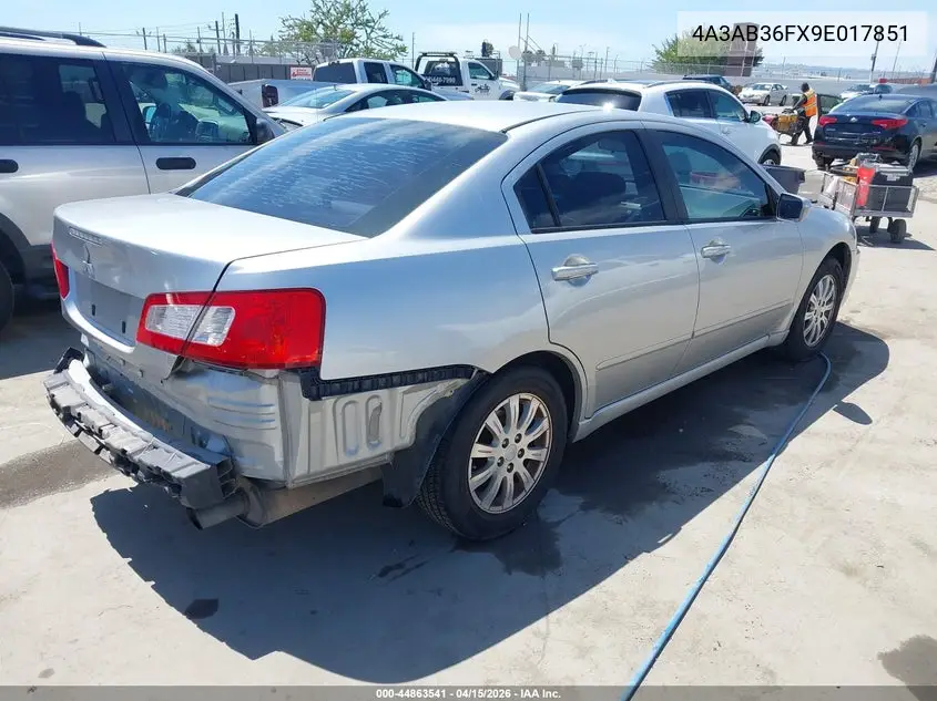 2009 Mitsubishi Galant Es/Sport Edition VIN: 4A3AB36FX9E017851 Lot: 44863541