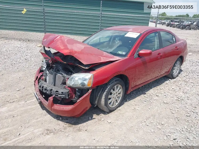 2009 Mitsubishi Galant Es/Sport Edition VIN: 4A3AB36F59E003355 Lot: 45513701