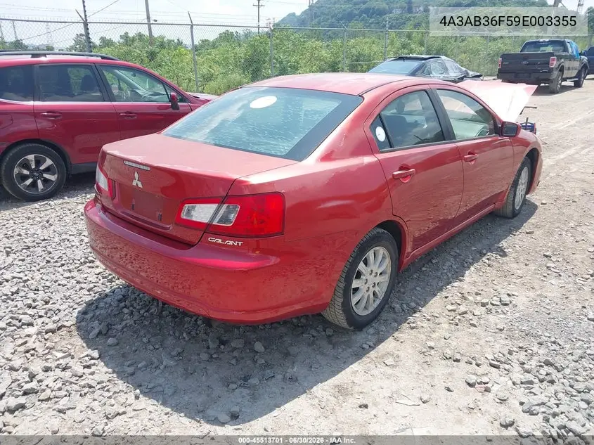 2009 Mitsubishi Galant Es/Sport Edition VIN: 4A3AB36F59E003355 Lot: 45513701