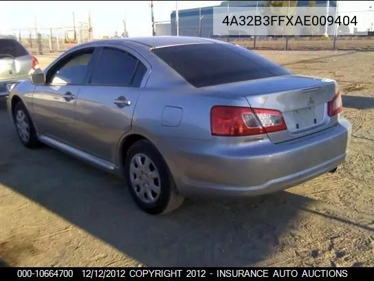 2010 Mitsubishi Galant Es/Se VIN: 4A32B3FFXAE009404 Lot: 10664700