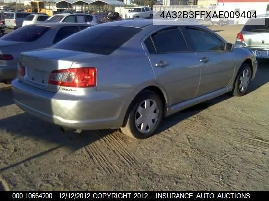 2010 Mitsubishi Galant Es/Se VIN: 4A32B3FFXAE009404 Lot: 10664700