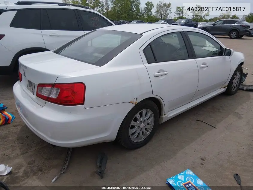 2010 Mitsubishi Galant Fe VIN: 4A32B2FF7AE015817 Lot: 45102687