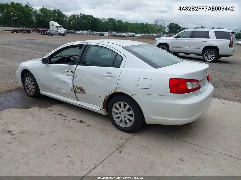 2010 Mitsubishi Galant Fe VIN: 4A32B2FF7AE003442 Lot: 45363977