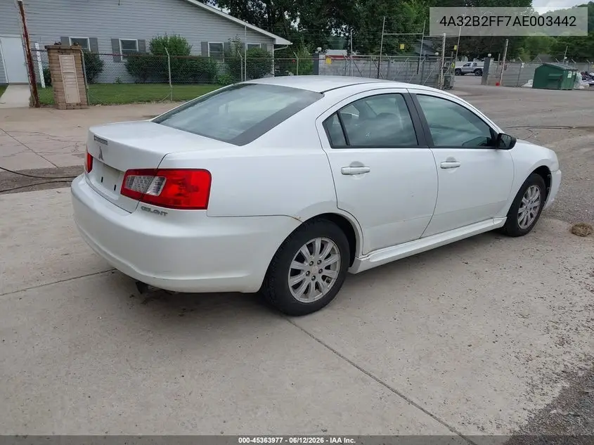 2010 Mitsubishi Galant Fe VIN: 4A32B2FF7AE003442 Lot: 45363977