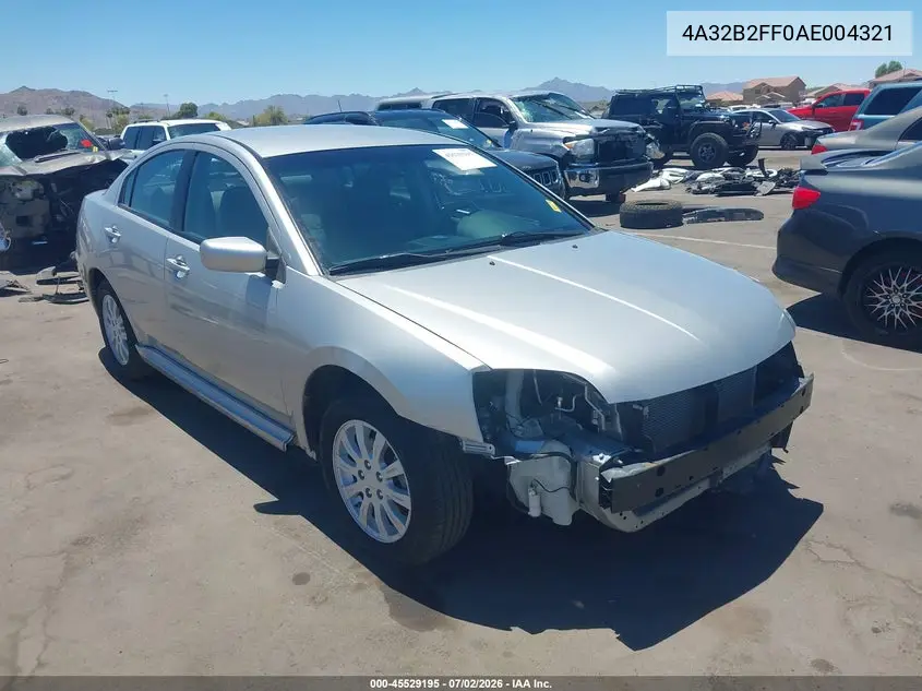 2010 Mitsubishi Galant Fe VIN: 4A32B2FF0AE004321 Lot: 45529195