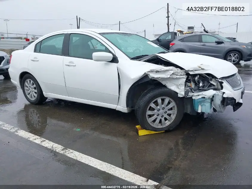 2011 Mitsubishi Galant Fe VIN: 4A32B2FF7BE018802 Lot: 44432770