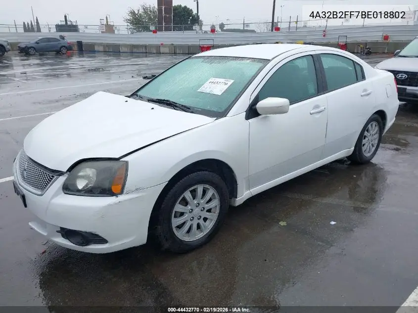 2011 Mitsubishi Galant Fe VIN: 4A32B2FF7BE018802 Lot: 44432770