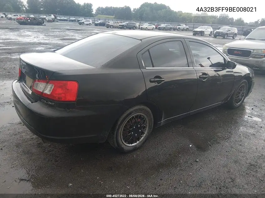 2011 Mitsubishi Galant Es/Se VIN: 4A32B3FF9BE008021 Lot: 45272522