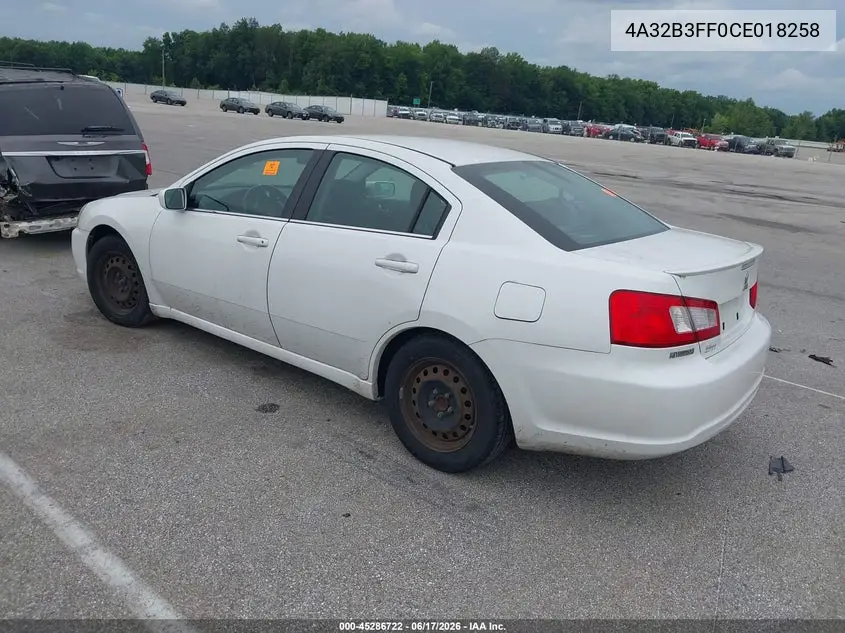 2012 Mitsubishi Galant Es/Se VIN: 4A32B3FF0CE018258 Lot: 45286722